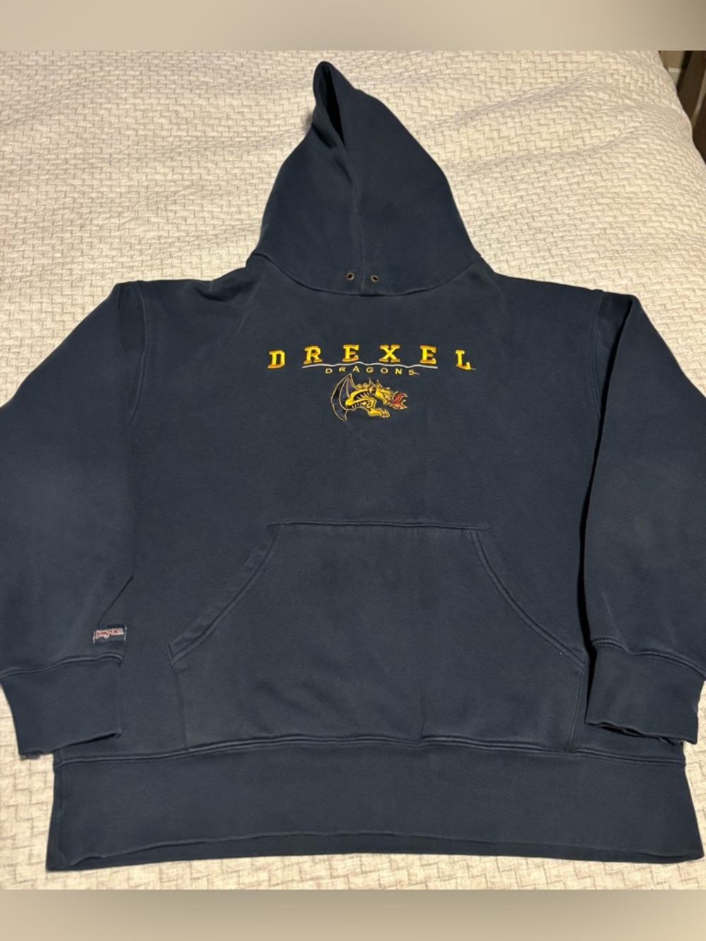 Vintage Drexel Dragons All Embroidered Jansport College Hoodie Size L